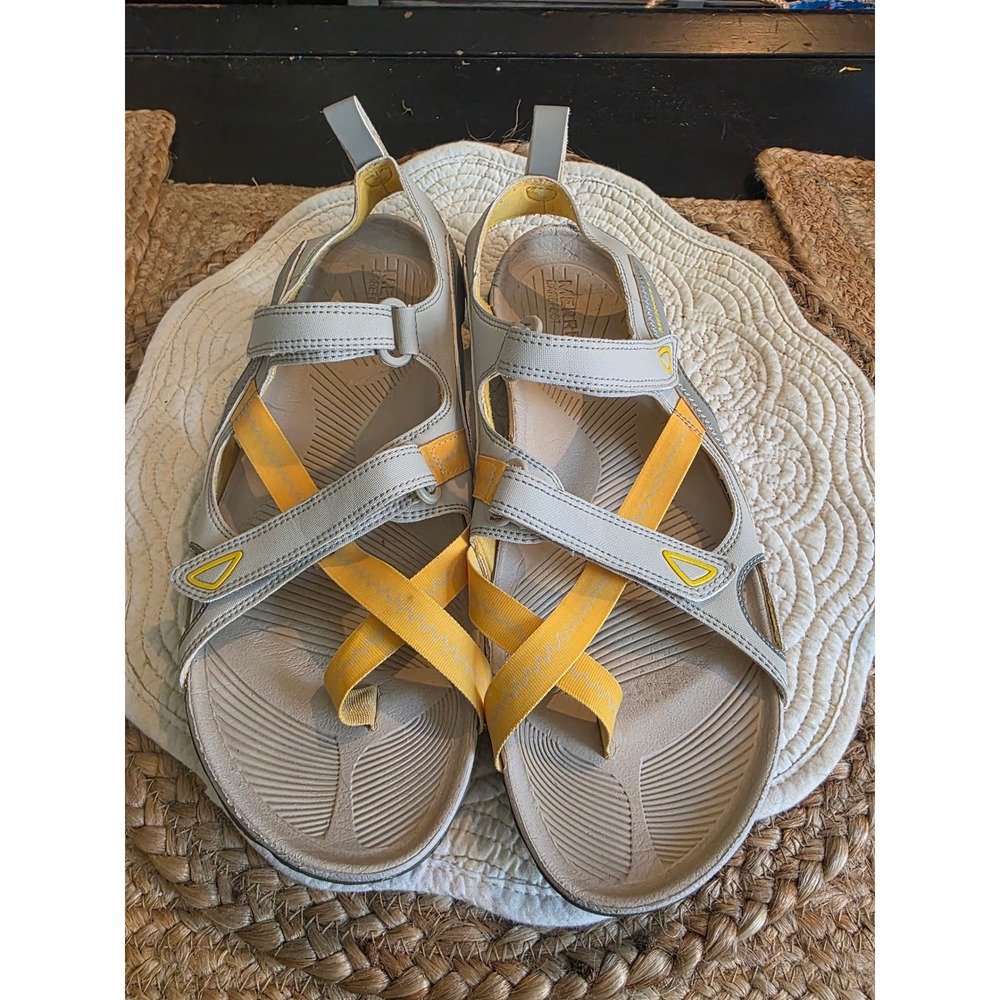 Merrell‎ Hylidae Wrap Sandals Womens 11 Silver Lining Grey Yellow Vibram J89030